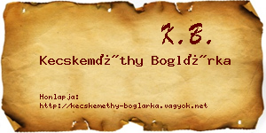 Kecskeméthy Boglárka névjegykártya